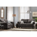 Oakland Sofa | 3+2 Seater Set | Faux Leather | Tan, Grey and Black | Chesterfield-Style Studded Design | Free UK Delivery