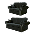 Oakland Sofa | 3+2 Seater Set | Faux Leather | Tan, Grey and Black | Chesterfield-Style Studded Design | Free UK Delivery