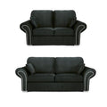 Oakland Sofa | 3+2 Seater Set | Faux Leather | Tan, Grey and Black | Chesterfield-Style Studded Design | Free UK Delivery