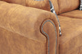 Oakland Sofa | 2 Seater | Faux Leather | Tan, Grey and Black | Chesterfield-Style Studded Design | Free UK Delivery