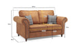 Oakland Sofa | 2 Seater | Faux Leather | Tan, Grey and Black | Chesterfield-Style Studded Design | Free UK Delivery