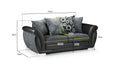 Shannon Sofa | 3 Seater | Fabric | Black and Grey | Complementing Scatter Cushions | Free UK Delivery