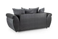 Shannon Sofa | 3 Seater | Fabric | Black and Grey | Complementing Scatter Cushions | Free UK Delivery