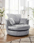 Crushed Velvet Swivel Chair | Swivel Chair | Crushed Velvet | Silver and Black | Smooth Swivel Base | Free UK Delivery