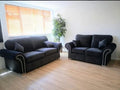 Oakland Sofa | 3+2 Seater Set | Faux Leather | Tan, Grey and Black | Chesterfield-Style Studded Design | Free UK Delivery