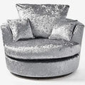 Crushed Velvet Swivel Chair | Swivel Chair | Crushed Velvet | Silver and Black | Smooth Swivel Base | Free UK Delivery