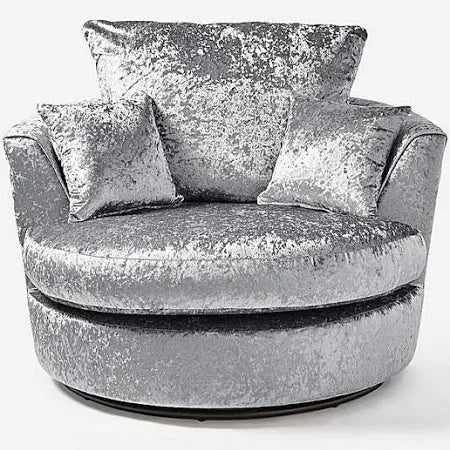 Crushed Velvet Swivel Chair | Swivel Chair | Crushed Velvet | Silver and Black | Smooth Swivel Base | Free UK Delivery